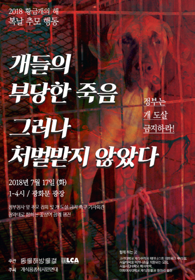 "개 도살 금지하라"…초복 앞둔 동물권단체 잇딴 도심 집회 예고