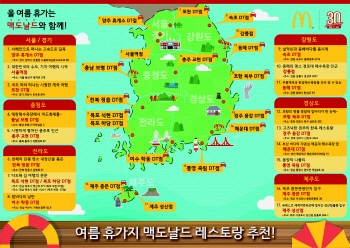 전국 유명 휴가지 인근 맥도날드 정보를 한눈에~