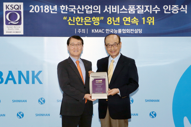 신한銀, 2018년 KSQI 은행산업 8년 연속 1위 수상