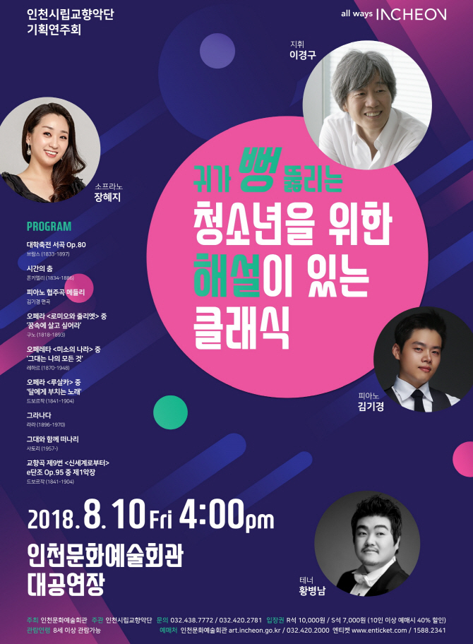 인천시립교향악단, 청소년 대상 '해설 있는 클래식' 공연
