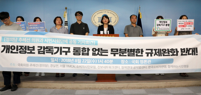 추혜선 의원 "개인정보 활용규제 완화 신중히..체계 일원화해야"