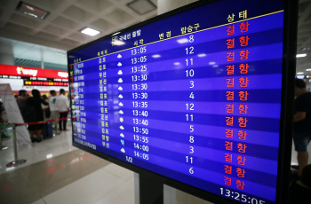 태풍으로 오전 10시까지 항공 33편 결항.."운항정보 확인"