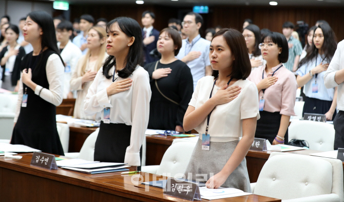 [포토]국민의례하는 '2018 서울청년의회' 의원들