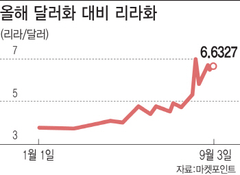 3분의 2 토막난 리라화…터키채권 수익률 빨간불