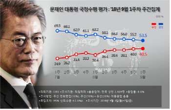 문대통령 지지율, 53.5%…남북회담, 지지율 방어