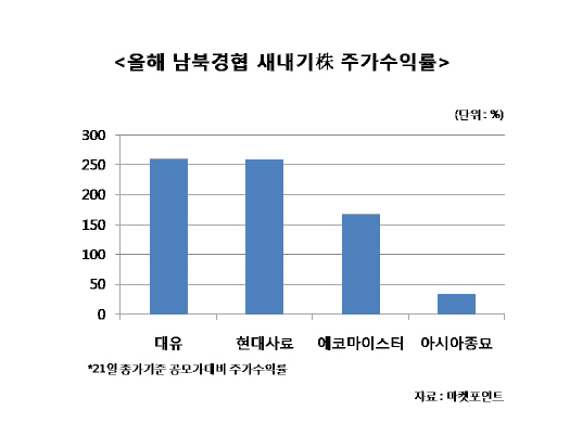 남북경협 올라탄 새내기株, 수익률 눈에 띄네