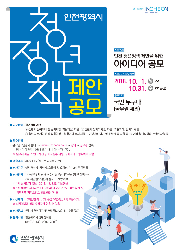 "청년의 꿈을 함께" 인천시 '청년정책' 아이디어 공모