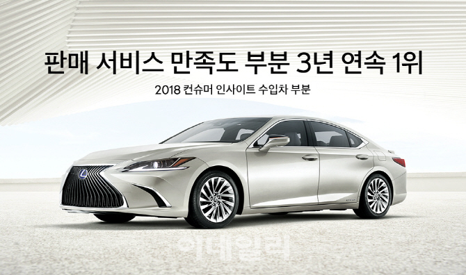 렉서스, 수입차 판매 서비스 만족도 3년 연속 1위