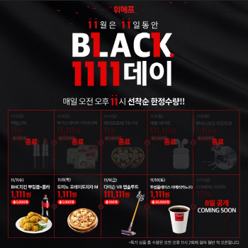위메프, ‘블프’ 초특가 3탄…"다이슨V8 100대, 11만1111원에"