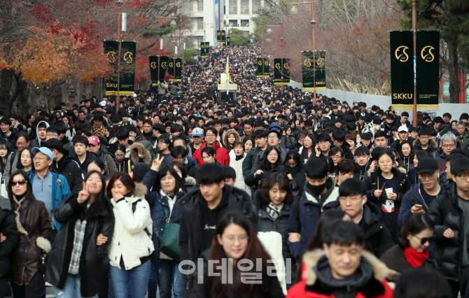 [포토]'논술시험 마친 수험생들'