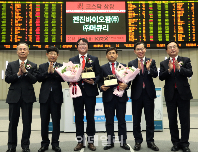 [포토] 전진바이오팜 및 머큐리, 코스닥 상장