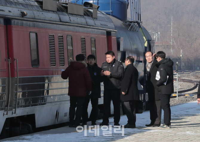[포토]북한 철도 조사열차 복귀 '안전점검'