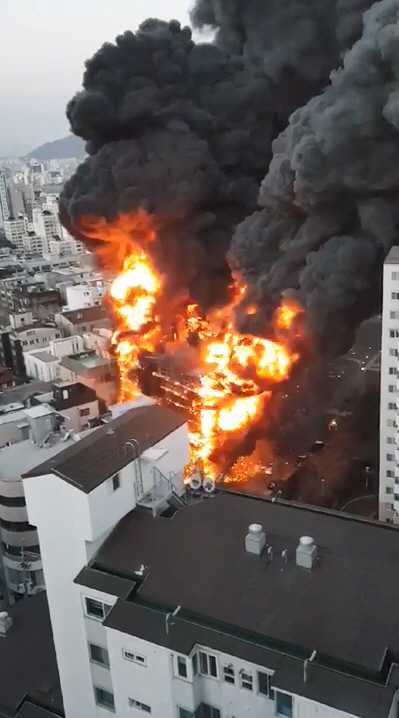 [포토] 청담대교 신축공사장 화재
