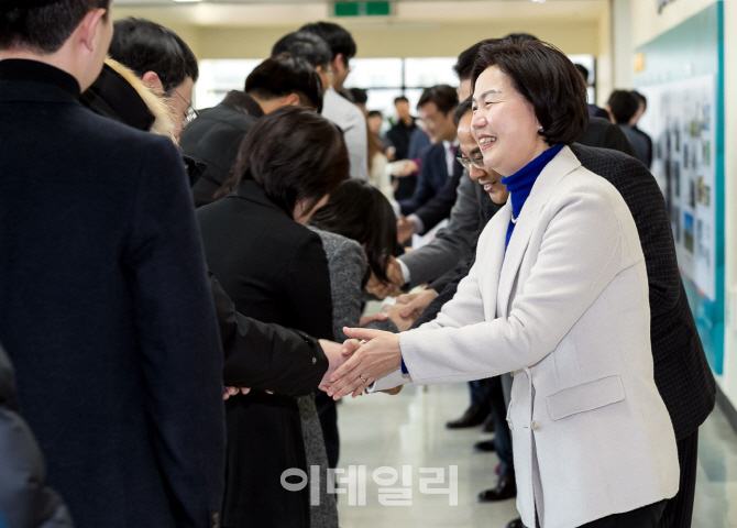 [포토] 직원들과 인사하는 김수영 양천구청장