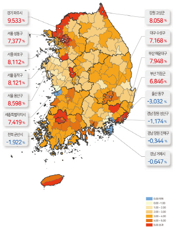 작년 전국 땅값 4.58% ↑..경기 파주 민통선 2배 껑충