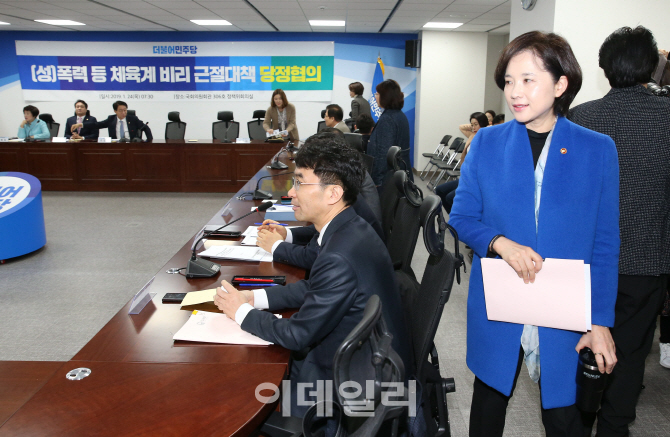 [포토]체육계 비리 근절대책 당정협의 참석한 유은혜 부총리