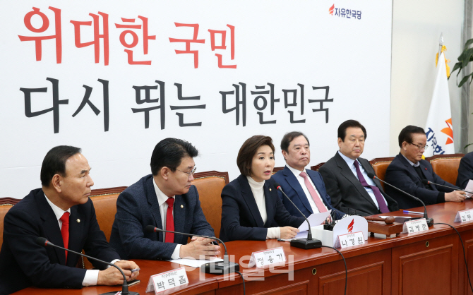 [포토]나경원 원내대표, "손혜원 국정조사 하면 이해충돌 전수조사 해도 좋다"