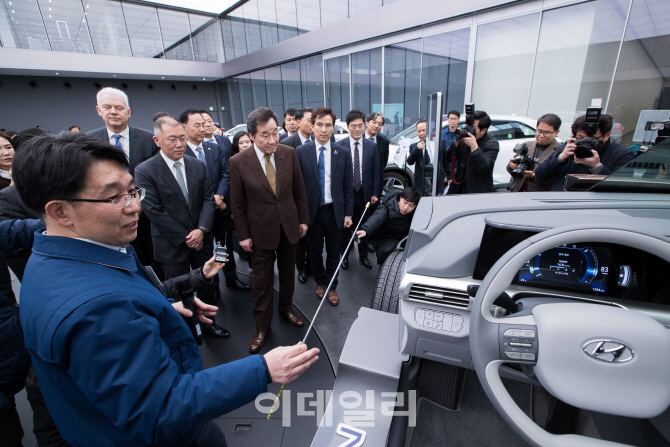 [포토]현대 수소전기자동차 살펴보는 이낙연-정의선