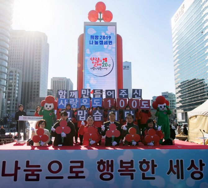사랑의온도 '101.1도'…사랑의열매, 4152억 모금해 목표달성