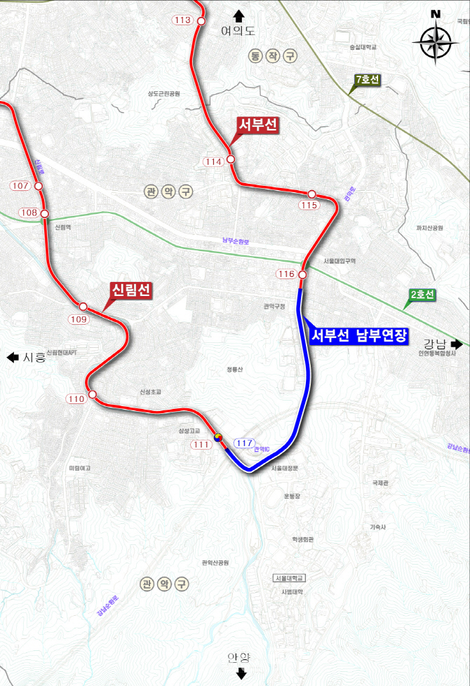 [그래픽]서부선, 서울대정문까지 연장..신림선과 연결