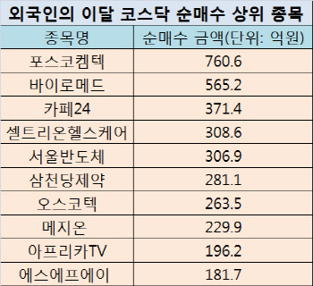 스퍼트 낸 코스닥…외국인은 대형 IT부품·바이오株 샀다
