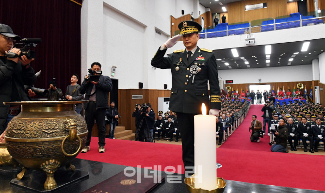 [포토]경례하는 김용우 육군참모총장