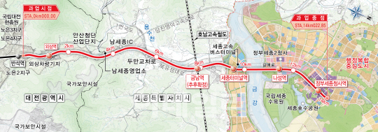 대전~세종 광역철도망으로 연결된다…2029년 완공 목표