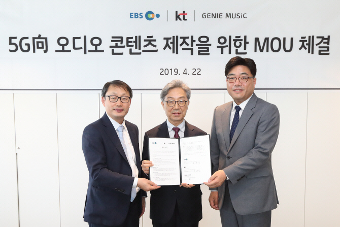 KT-EBS-지니뮤직, ‘5G 오디오 콘텐츠’ 제작한다