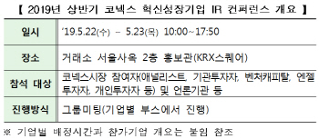 거래소, '2019년 상반기 코넥스 혁신성장기업 IR 컨퍼런스' 개최