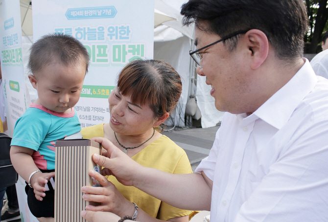 [포토] 푸른하늘 그린라이프 마켓 참가한 김동구 수도권대기환경청장