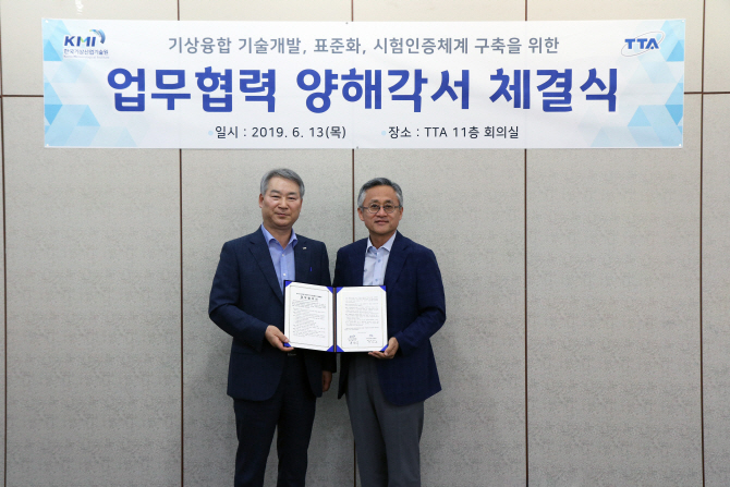 TTA, 한국기상산업기술원 ‘기상융합 기술 시험인증체계’ 맞손