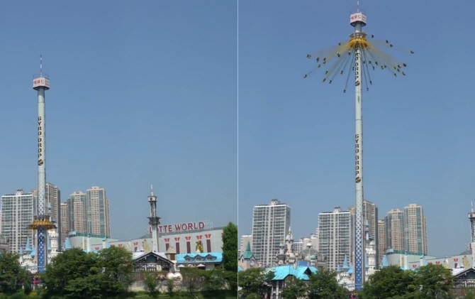 롯데월드 공식 계정에 올라온 2배 자이로드롭 영상, 실화?