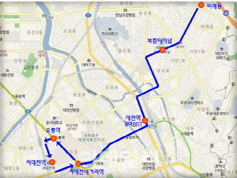 대전시, 9일부터 서대전역 전용 시내버스노선 신설 운행