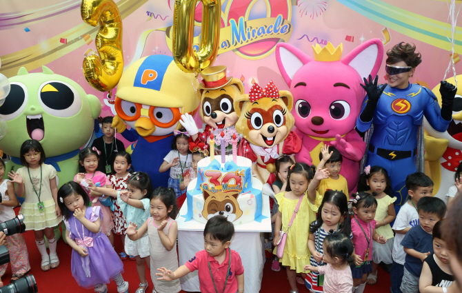 [포토] 롯데월드 생일파티에 참석한 캐릭터와 어린이들