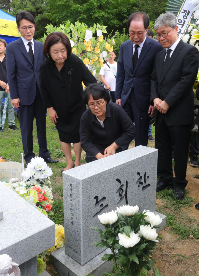 [포토] 故 노회찬 의원 묘비 제막