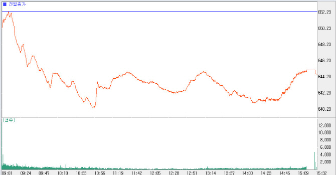 나흘 연속 하락세..640선까지 밀려, 연중 최저