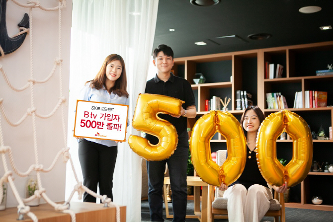 SK브로드밴드, B tv 가입자 500만 돌파..티브로드 합치면 800만 넘어