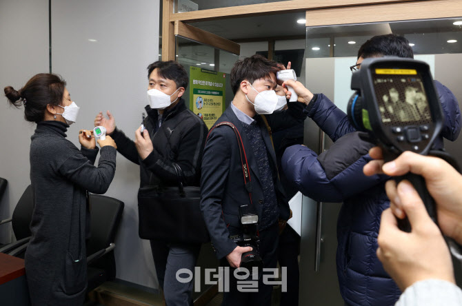  회의참가자 마스크와 발열체크는 필수                                                                                                                                                              