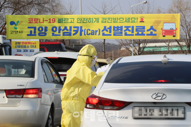 [포토]고양 안심카 선별진료소, 드라이브 스루 방식