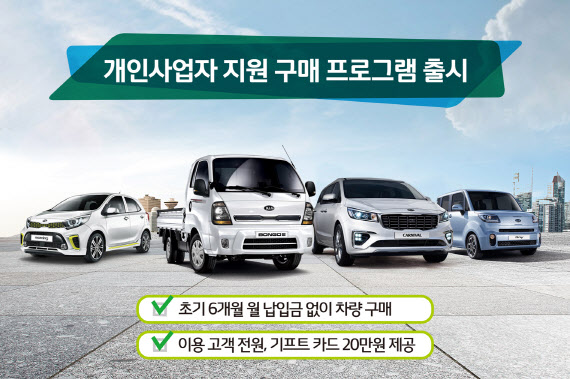 기아차 '개인사업자' 대상 초기 6개월 월 납입금 없앤다