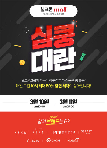 웰크론몰, ‘심쿵대란’ 특가전 진행… 최대 80% 할인