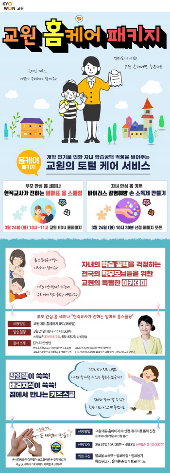 "개학 연기 걱정 끝" 교원그룹, ‘홈케어 패키지 이벤트’ 진행