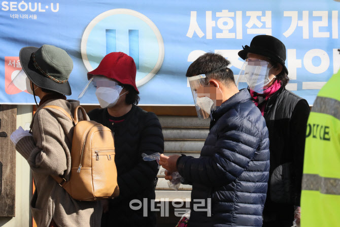 [포토]코로나19 감염 예방 위해 안면 가림막 등장