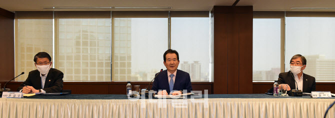 [포토]'全금융권 간담회'에서 모두발언하는 정세균 총리