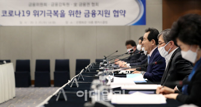 [포토]정세균 총리, 코로나 극복위해 금융업계 만나