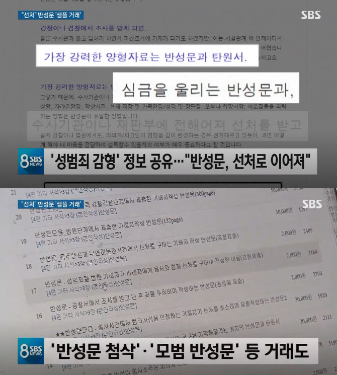 “심금 울려야 감형”…성범죄자들 눈물의 반성문, 2000원에 거래