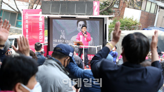 창신동 차량선거 유세하는 황교안 미래통합당 후보                                                                                                                                                   