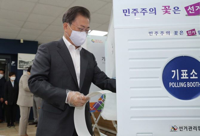  기표소 입장하는 문 대통령                                                                                                                                                                        