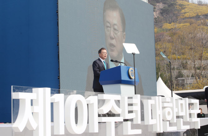 [포토] 기념사 하는 문재인 대통령
