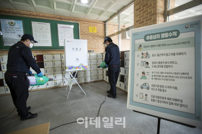 [포토] 발열증상자, 자가격리자 임시 기표소 방역